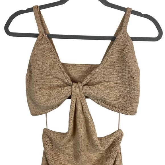 NWT Cult Gaia Serita Center Front Twist Cutout Woven Knit Maxi Dress Sand Size L - Picture 7 of 12